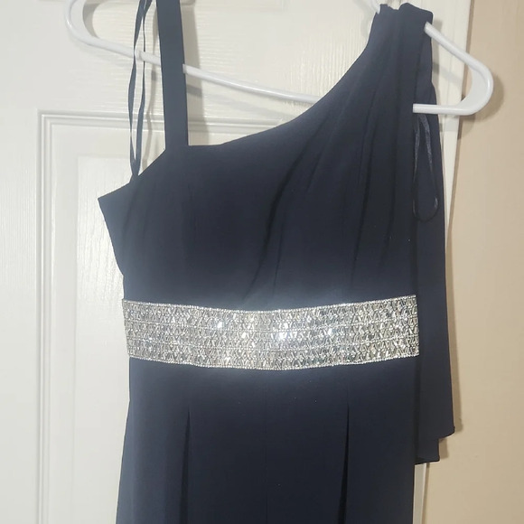 Black and Silver Asymmetrical Jumpsuit with Metallic Embellishments - Picture 5 of 5